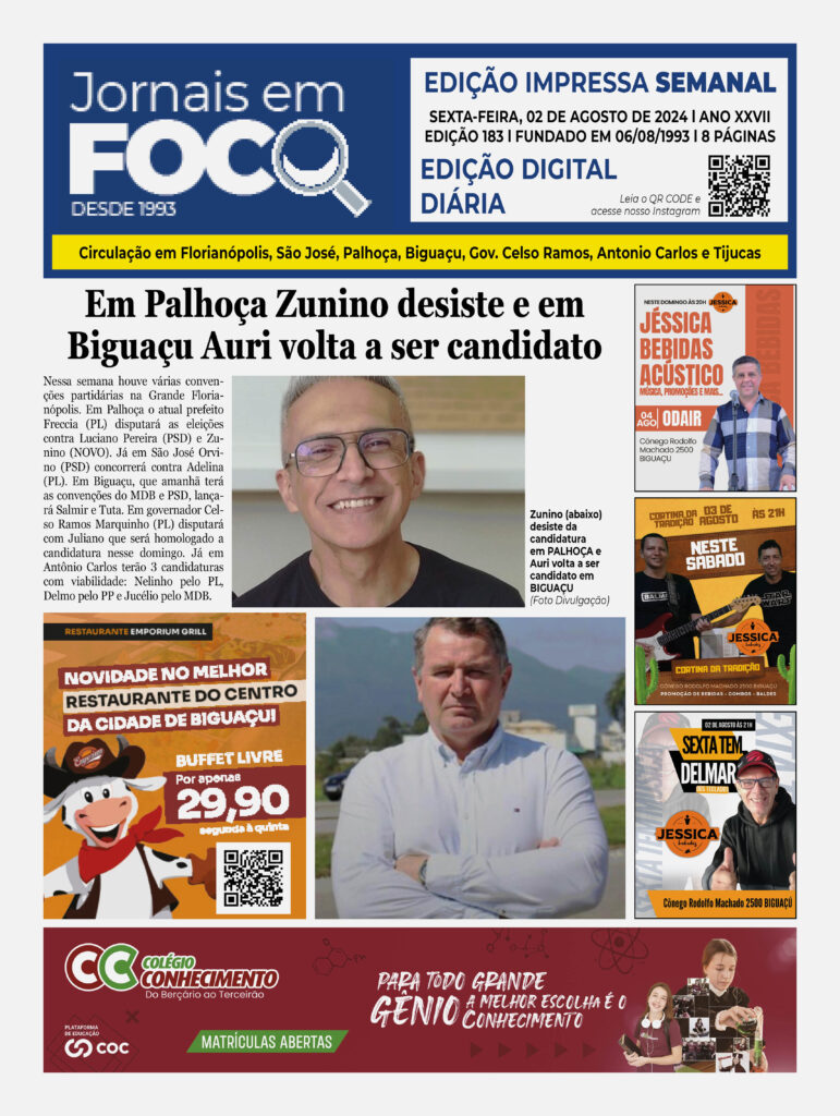 Em Palhoça Zunino desiste e em Biguaçu Auri volta a ser candidato