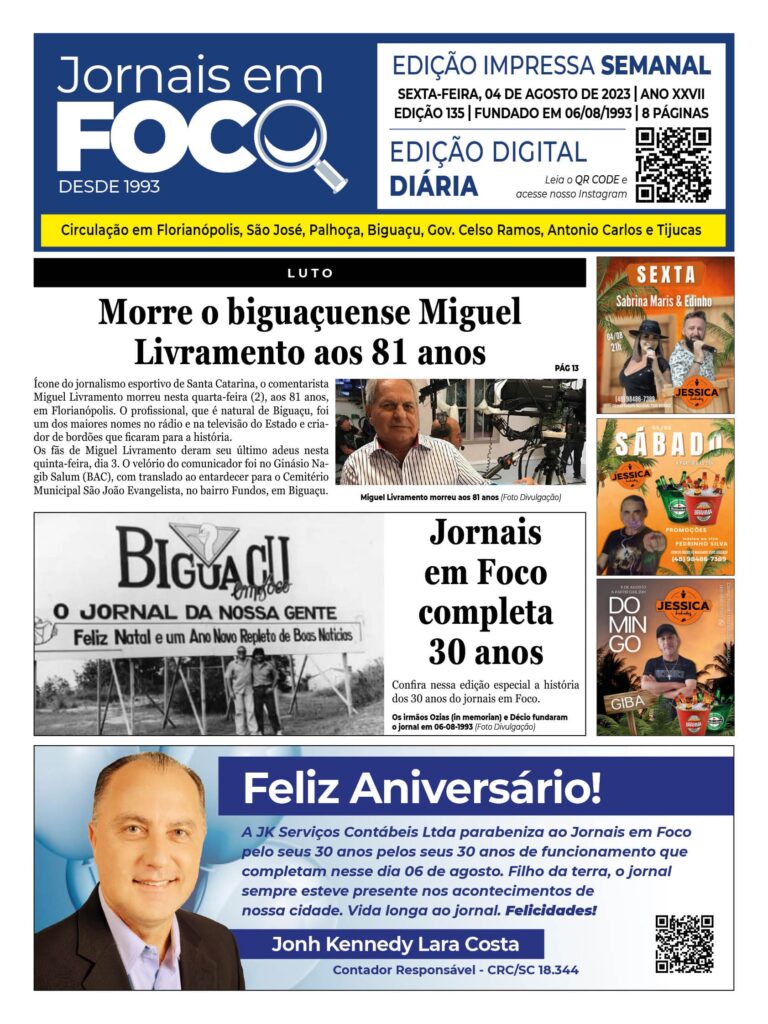 Morre o biguaçuense Miguel Livramento aos 81 anos