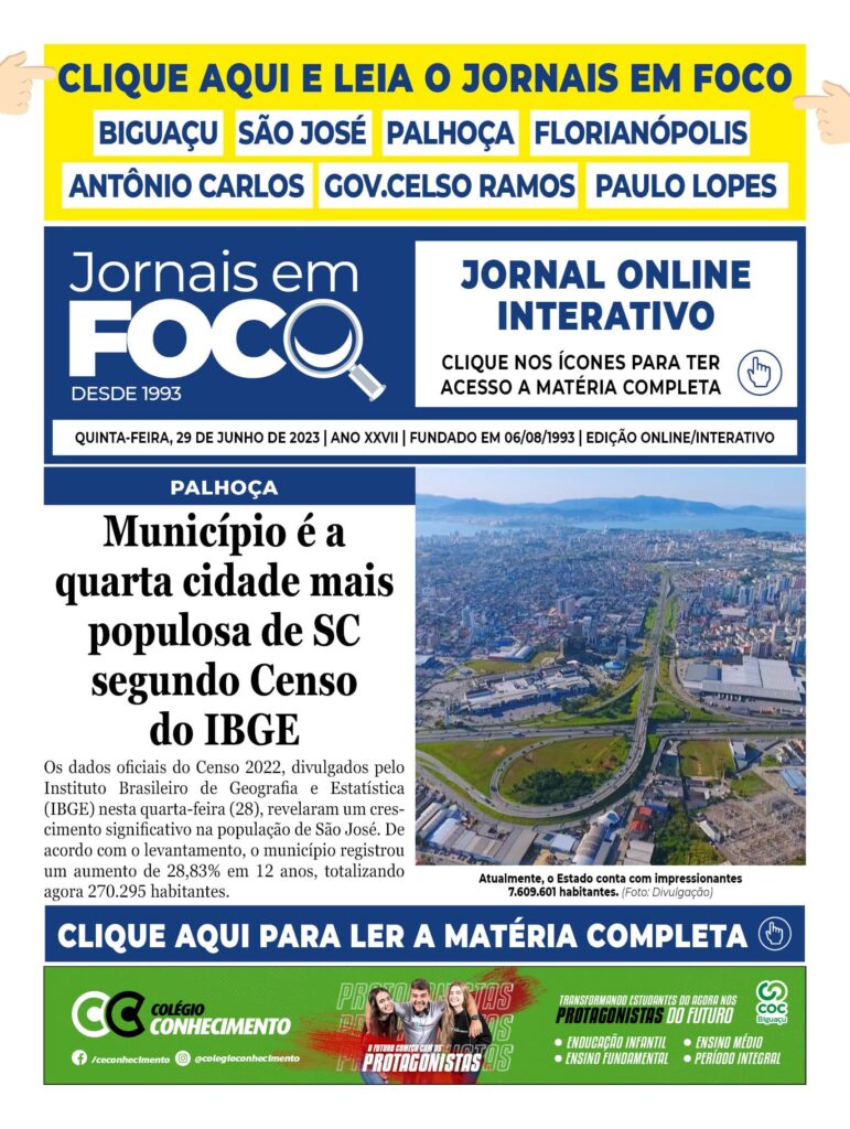 Município é a quarta cidade mais populosa de SC segundo Censo do IBGE