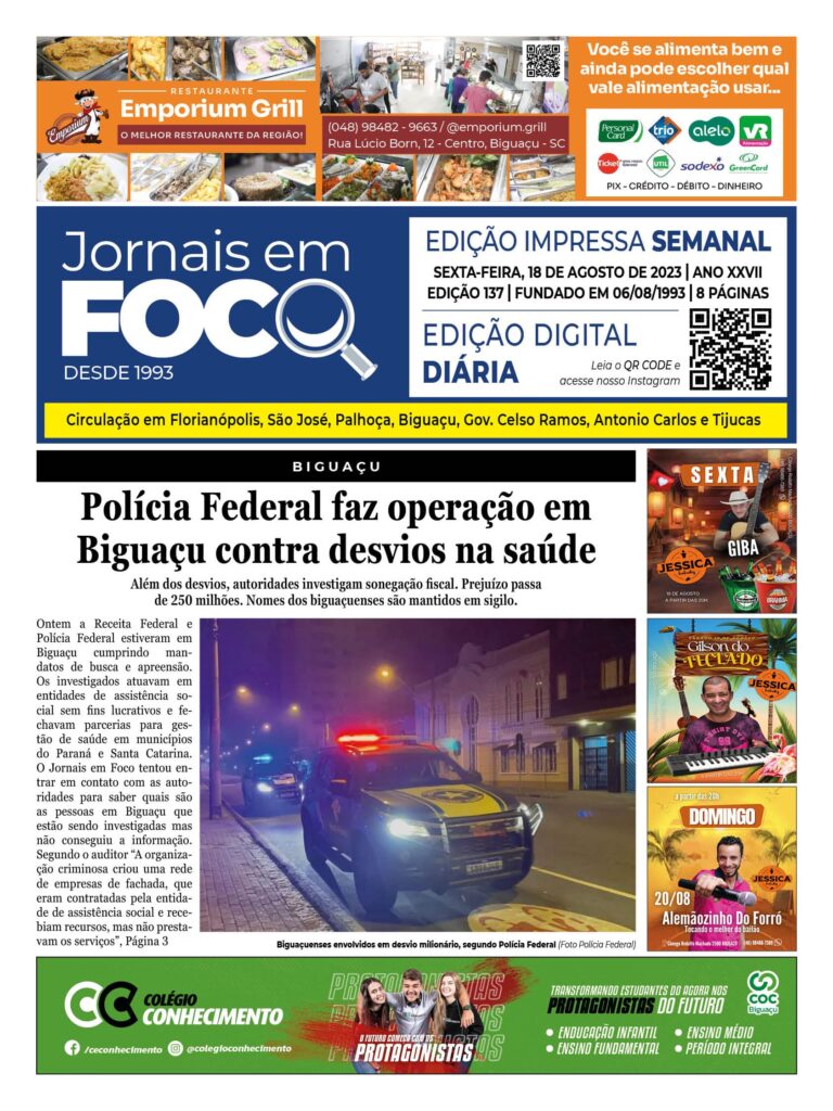 Polícia Federal faz operação em Biguaçu contra desvios na saúde