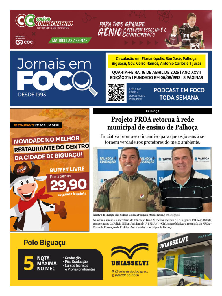 Projeto PROA retorna à rede municipal de ensino de Palhoça