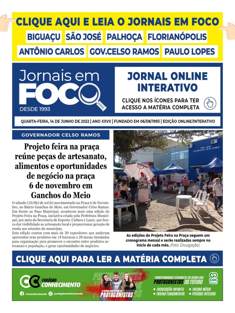 Projeto feira na praça reúne peças de artesanato, alimentos e oportunidades de negócio na praça 6 de novembro em Ganchos do Meio
