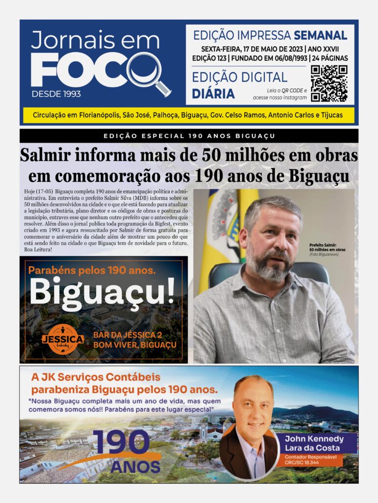 Salmir informa mais de 50 milhões em obras em comemoração aos 190 anos de Biguaçu - Edição Especial 190 anos Biguaçu