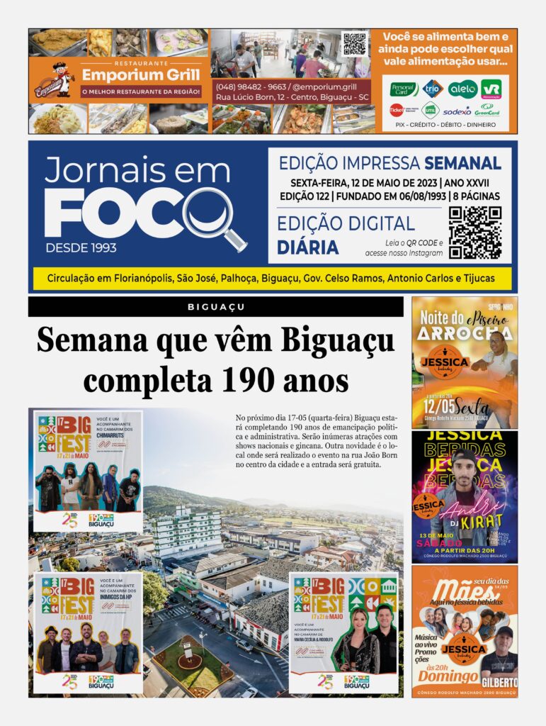 Semana que vêm Biguaçu completa 190 anos