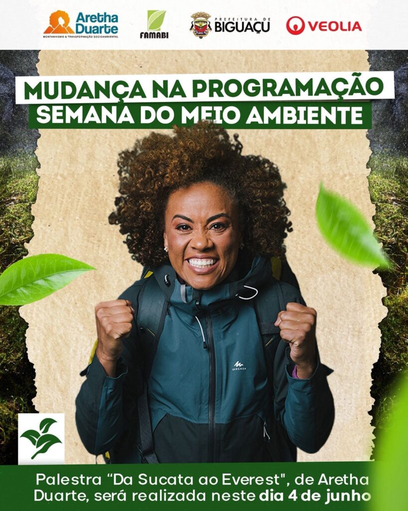 Palestra de Aretha Duarte é antecipada na Semana do Meio Ambiente em Biguaçu